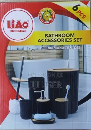Bathroom Accessories - 6pcs Set, White, Black