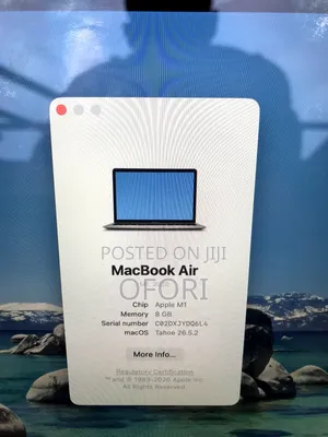 Laptop Apple MacBook Air 2020 M1 8GB Intel Core i5 SSD 256GB