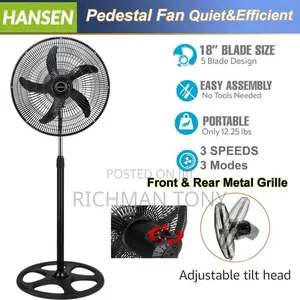 HANSEN 18 Inch 3-Speed Low Noise Standing Fan 222942