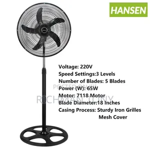 HANSEN 18 Inch 3-Speed Low Noise Standing Fan 222942