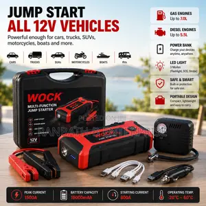 WOCK 4-in-1 Jump Starter, Power Bank, LED Light Air Compressor