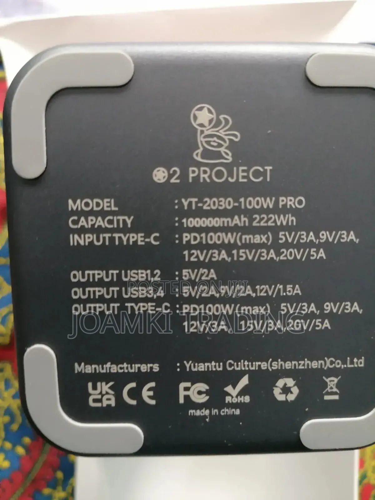100,000mAh Power Bank 4 Laptops, Mobile Phones, 100watts