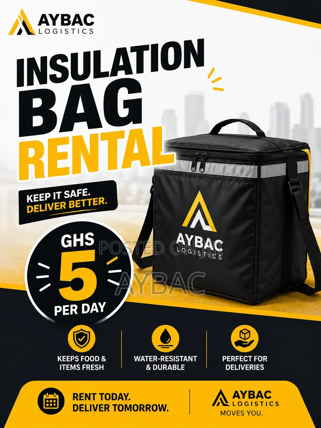 Bicycle Insulated Delivery Bag Rental – Only GHS 5/Day