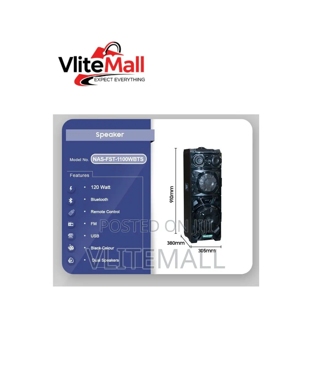 Nasco 110Watt Bluetooth Sound Tower
Sku:
Nas-FST-1100wbts