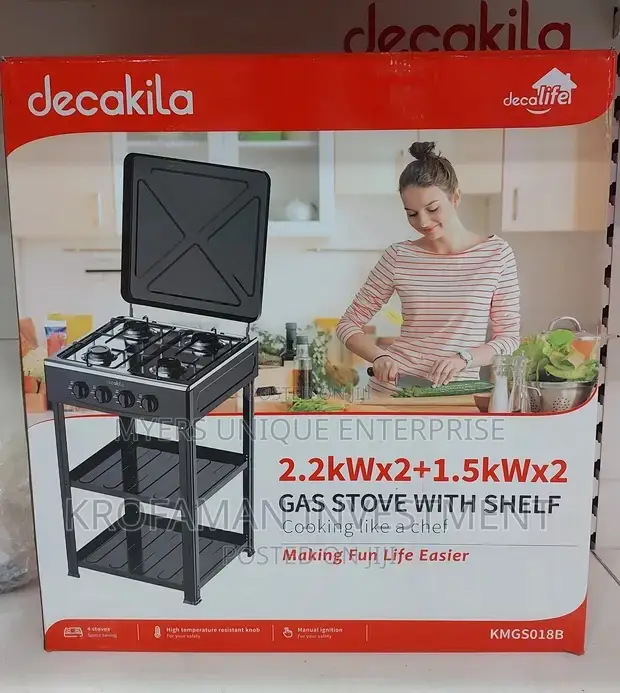 4 Burner Gas Cooker With 2 Shelves