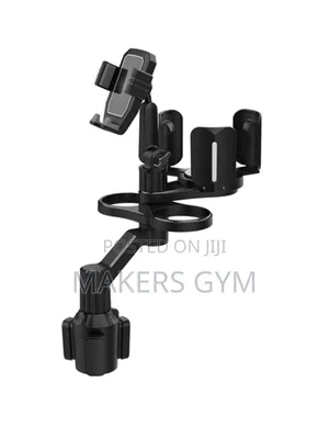 Car Cup Holder Phone Mount With 2 Coffee Cups Adjustable