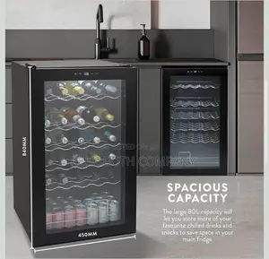 Swan 34 Bottle Glass Fronted Wine Cooler, 80L Capacity, SR12040BN