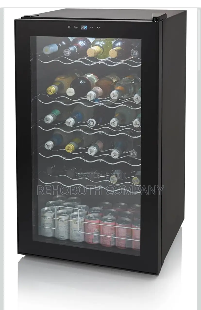 Swan 34 Bottle Glass Fronted Wine Cooler, 80L Capacity, SR12040BN