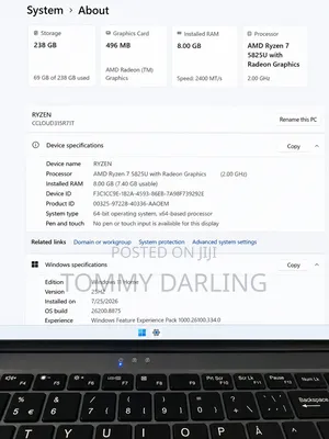 Laptop 8GB AMD Ryzen 7 HDD+SSD 250GB