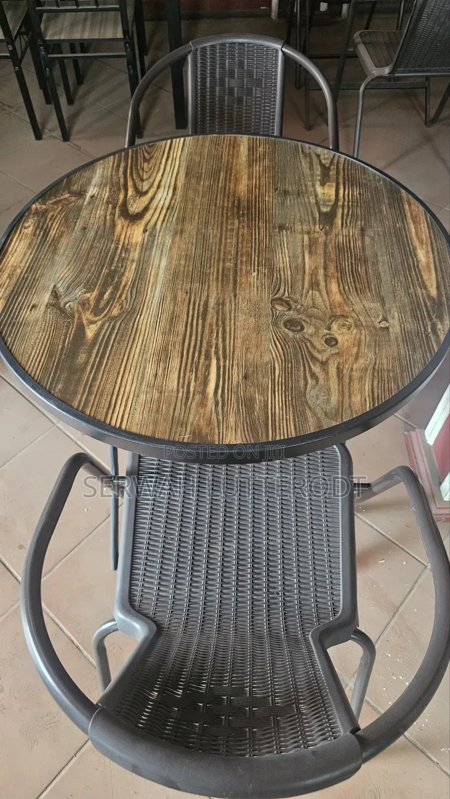 Dark Wood Effect Small Round or Square Table 1 Table and 2 Chairs