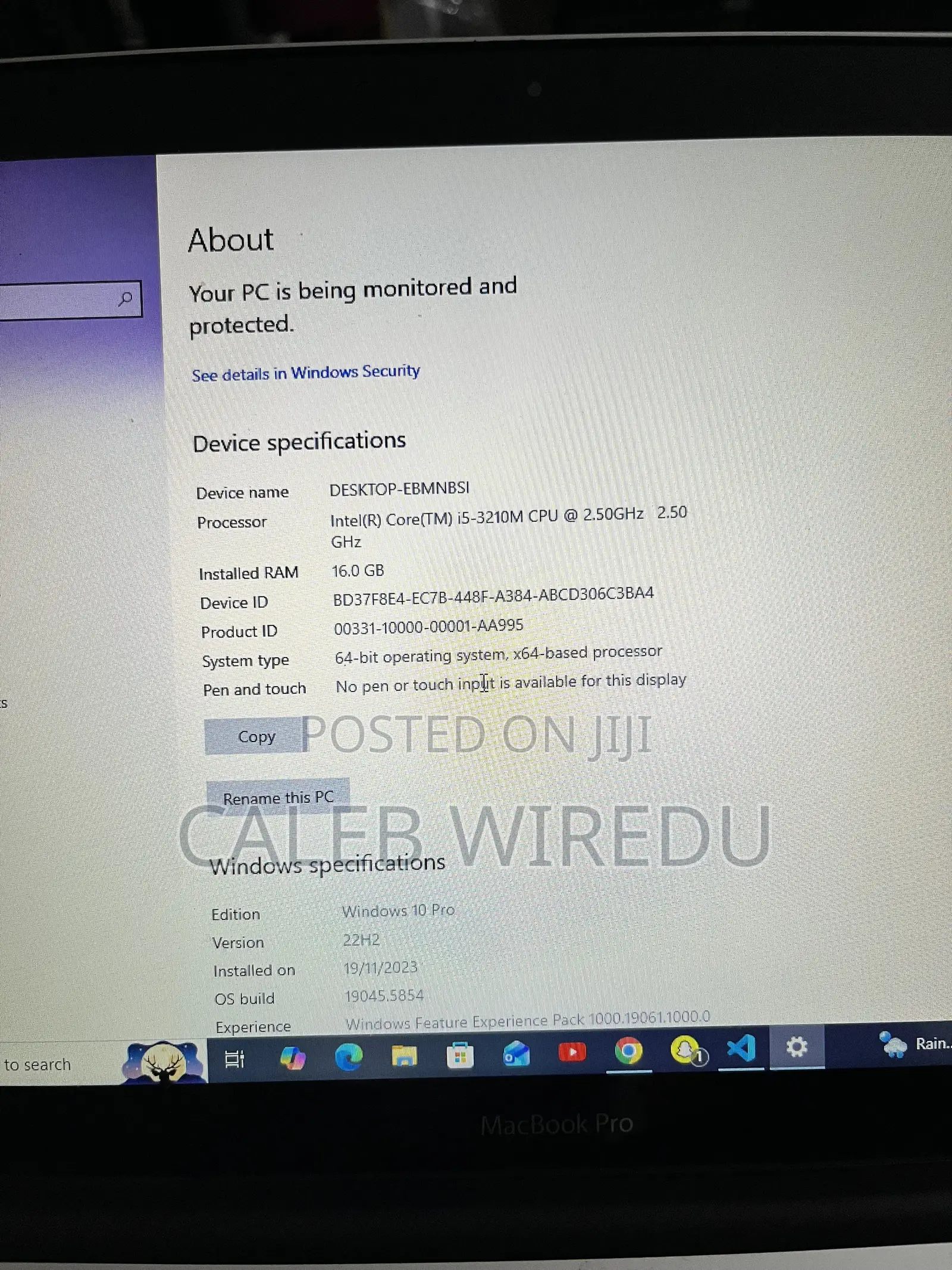 Laptop Apple MacBook Pro 16GB Intel Core i5 HDD 500GB