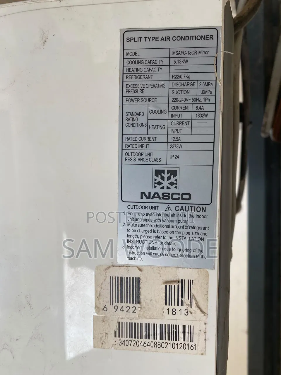 Nasco 1.5hp Mirror AC Msafc-18cr