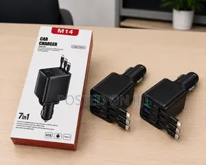 Car Charger 7 in 1 With Retractable Cables