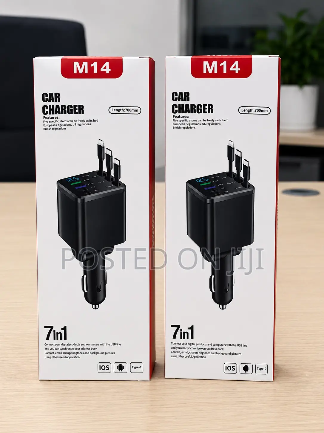 Car Charger 7 in 1 With Retractable Cables