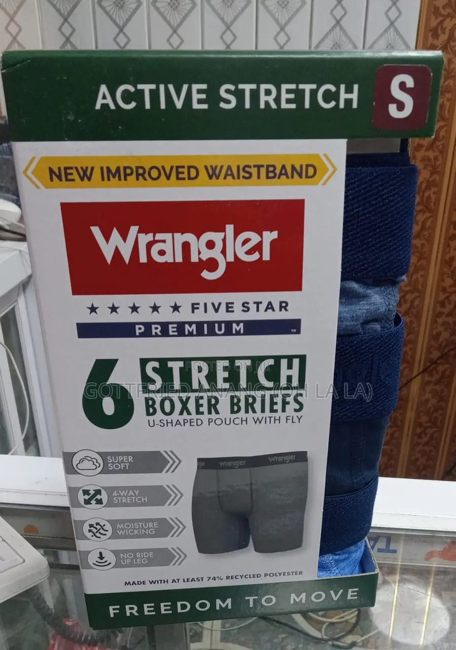 Wrangler Active Stretch Boxer Brief Set, Underwear for Men, Size S