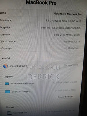 Laptop Apple MacBook Pro 2019 8GB Intel Core i5 SSD 256GB