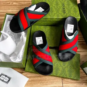 Gucci Rubber Web Crisscross Slide Sandals