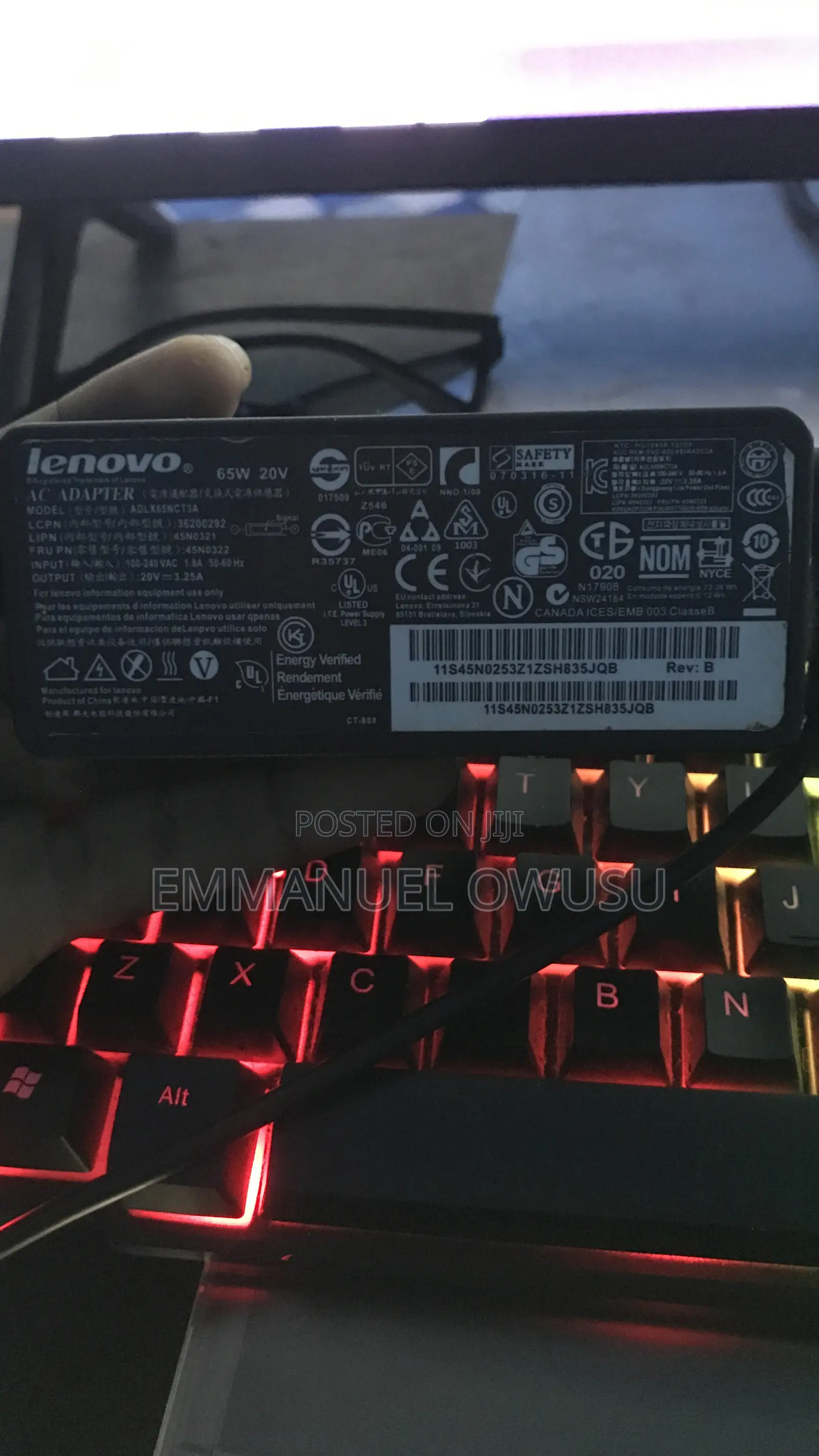 Original Lenovo 65W 20V Laptop Charger(Small Round Pin / 4.0mm)