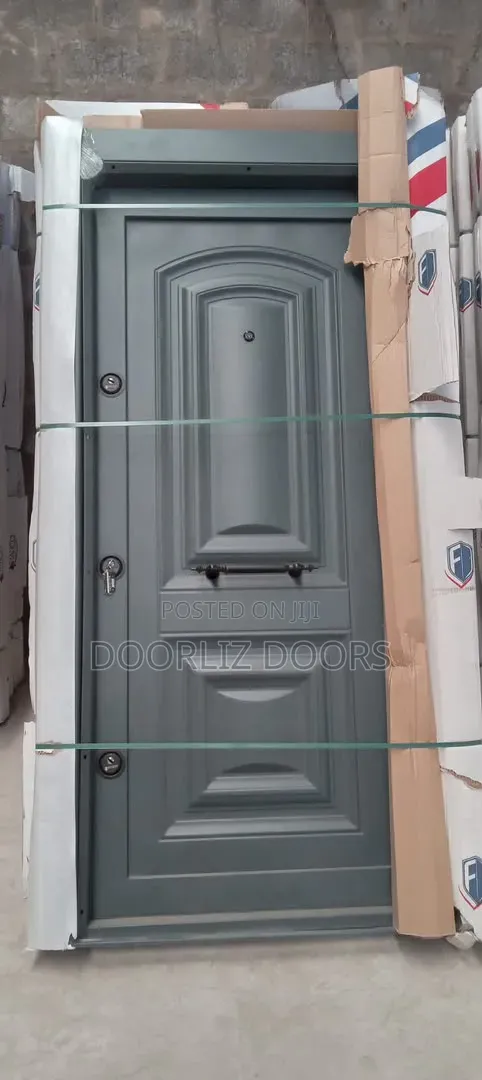 Turkish Triple Lock Security Door With Accessories Single Gray 7ft×3ft
