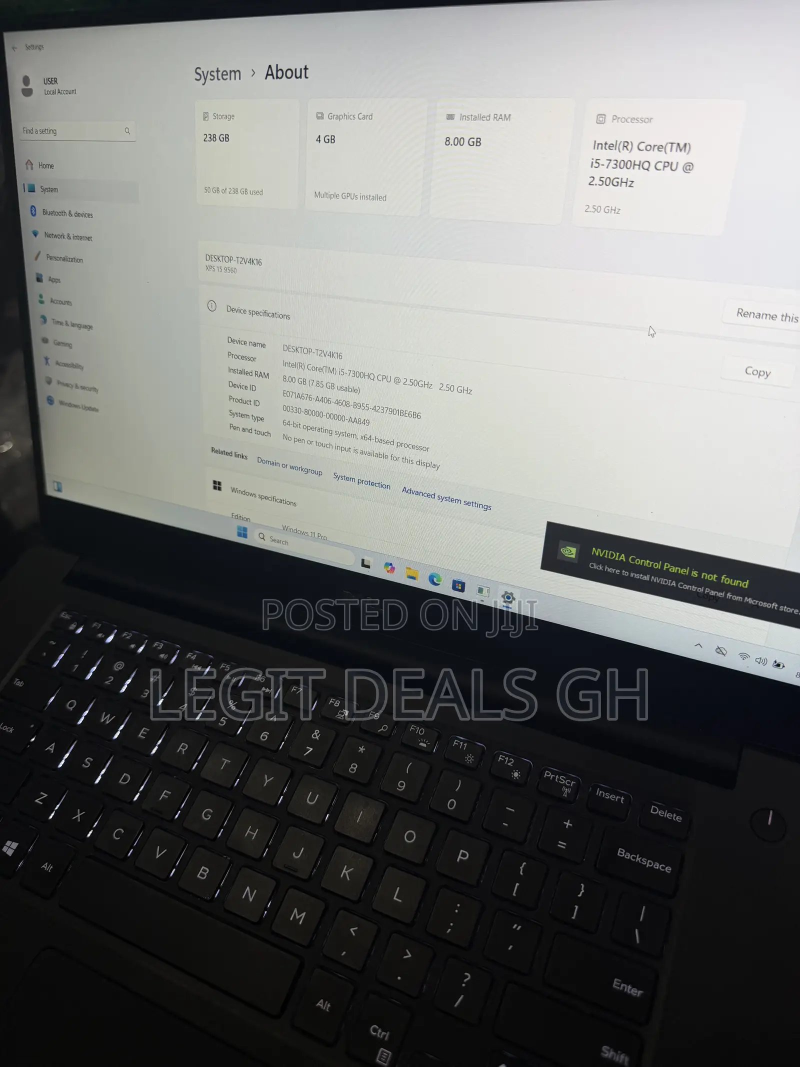 Laptop Dell XPS 15 (9560) 8GB Intel Core i5 SSD 256GB