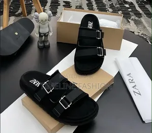 Zara Men's Double Strap Slippers Blue and Black