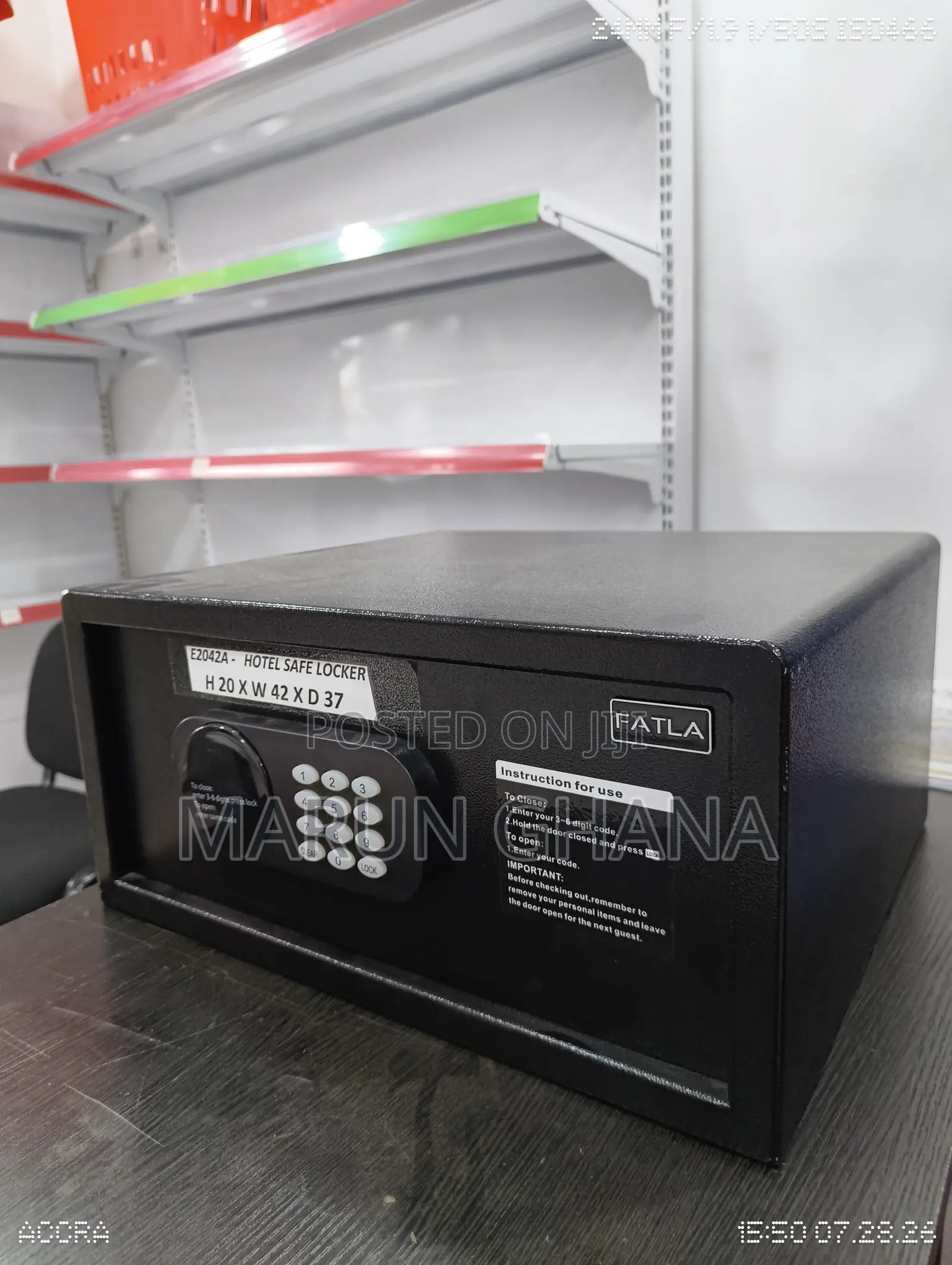 Hotel Safe Locker E2042A Electronic Digital Safe – 10kg – Black