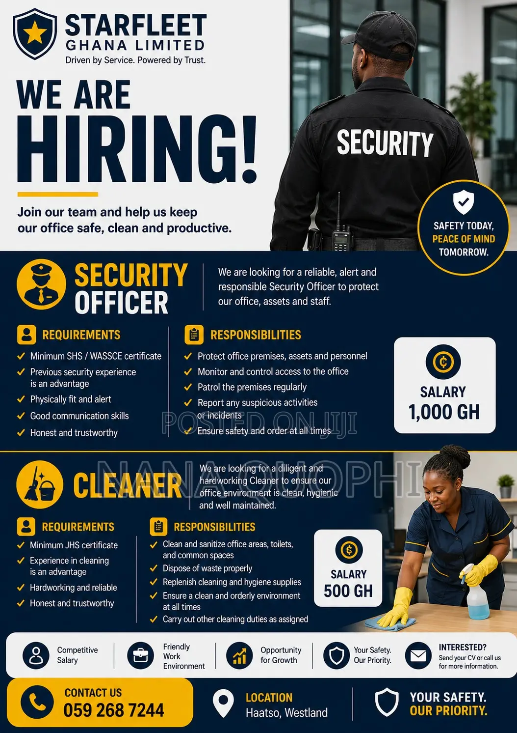 Security Guard Cleaner Needed for Immediate Employment