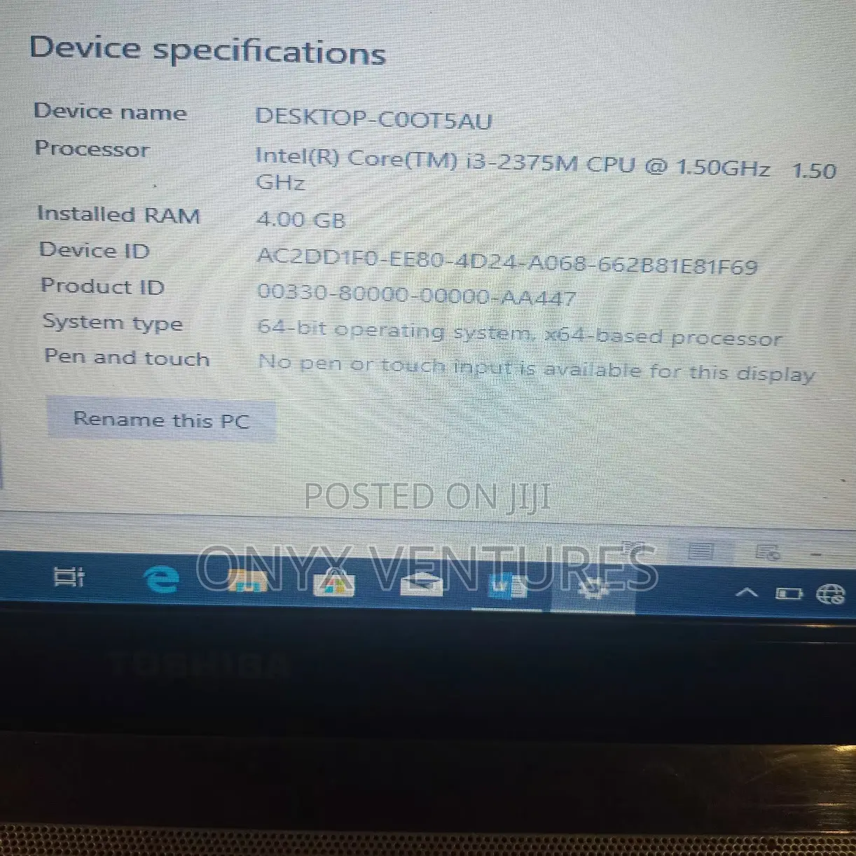 Laptop Toshiba 4GB Intel Core i3 HDD 500GB