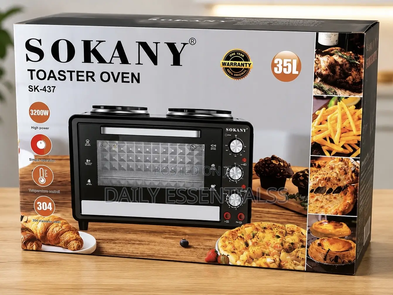 SOKANY SK-437 35L Oven Toaster With Double Burner