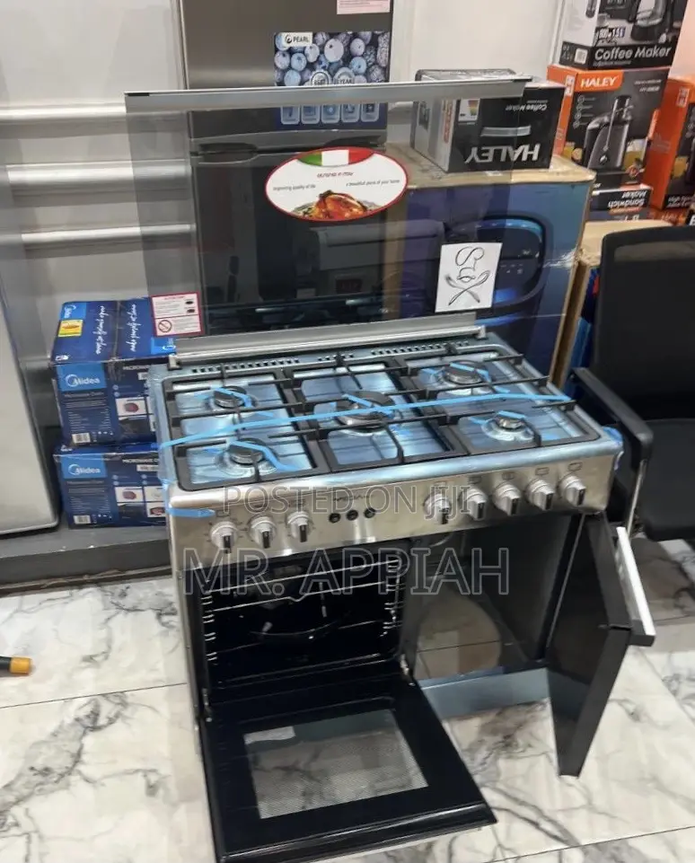 Mediatech 5 Gas Burner Oven and Grill Auto Rotisserie Silver