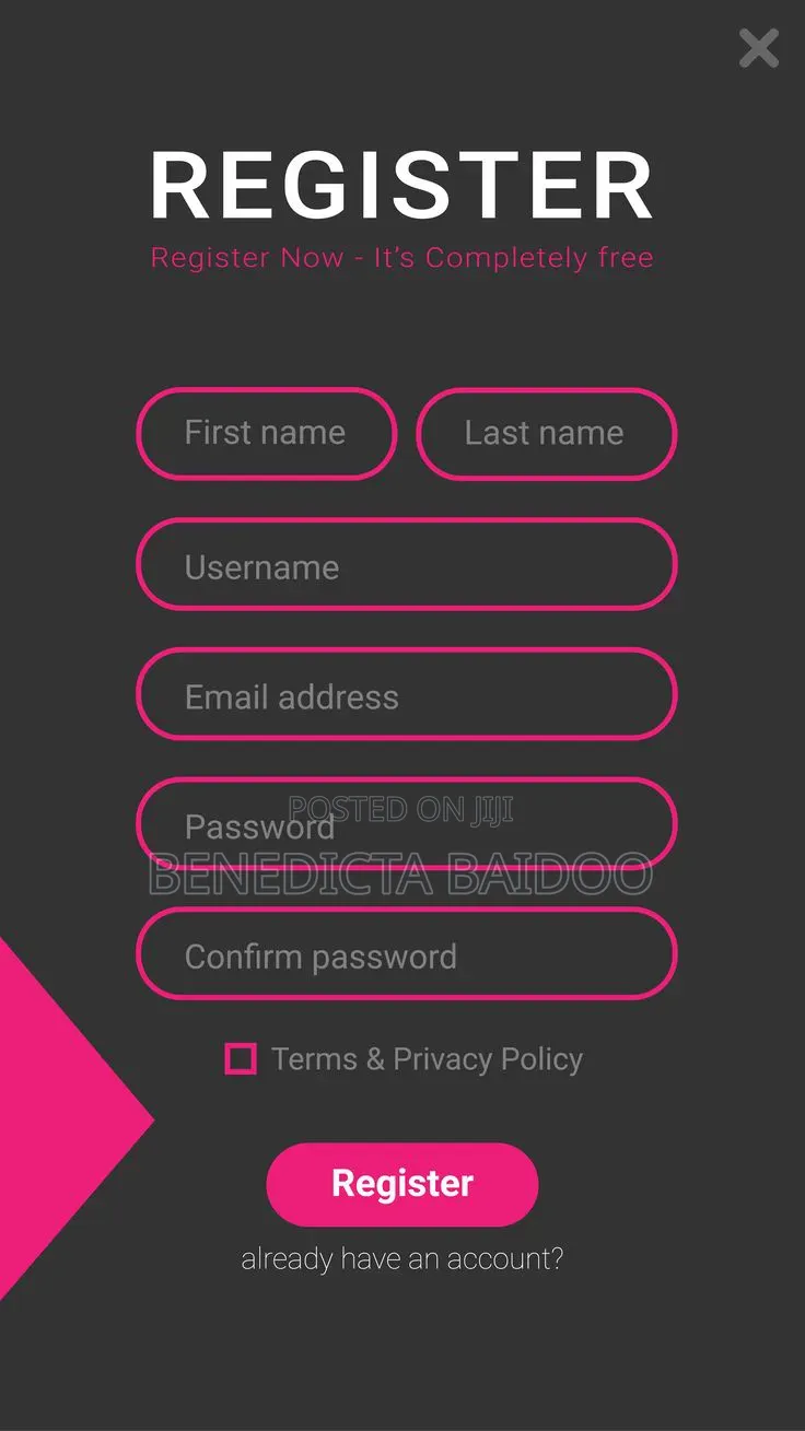 Registration and Sign Up Page Website - For Members and Customers
