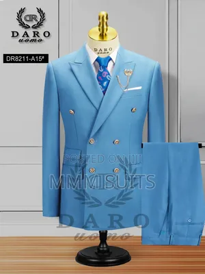 Timeless Double-Breasted Men's Turkish Sea Blue Suit
