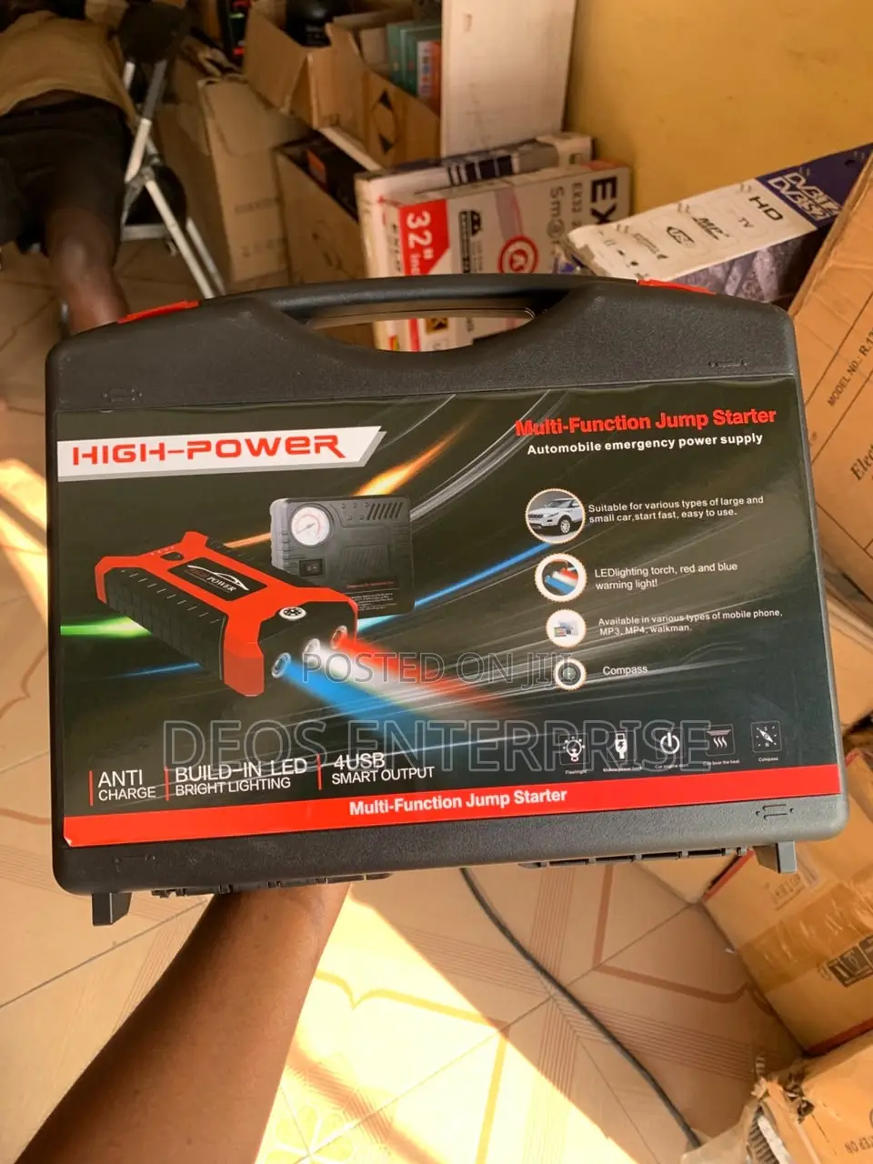 Jump Starter Emergency Power Kit Air Pump Smart Clamps