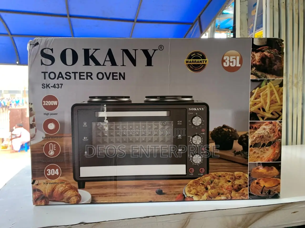 SOKANY 35L Toaster Oven With Dual Burners Fast Heat 3200W