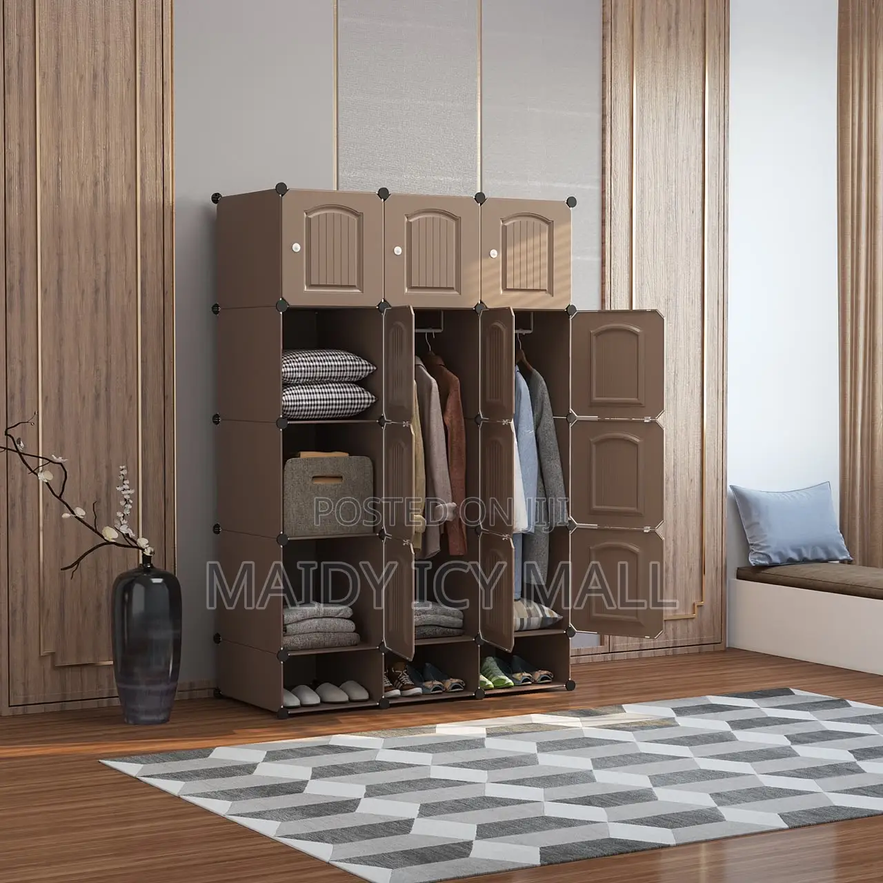 3D 12cubes Wardrobe With Shoe Rack