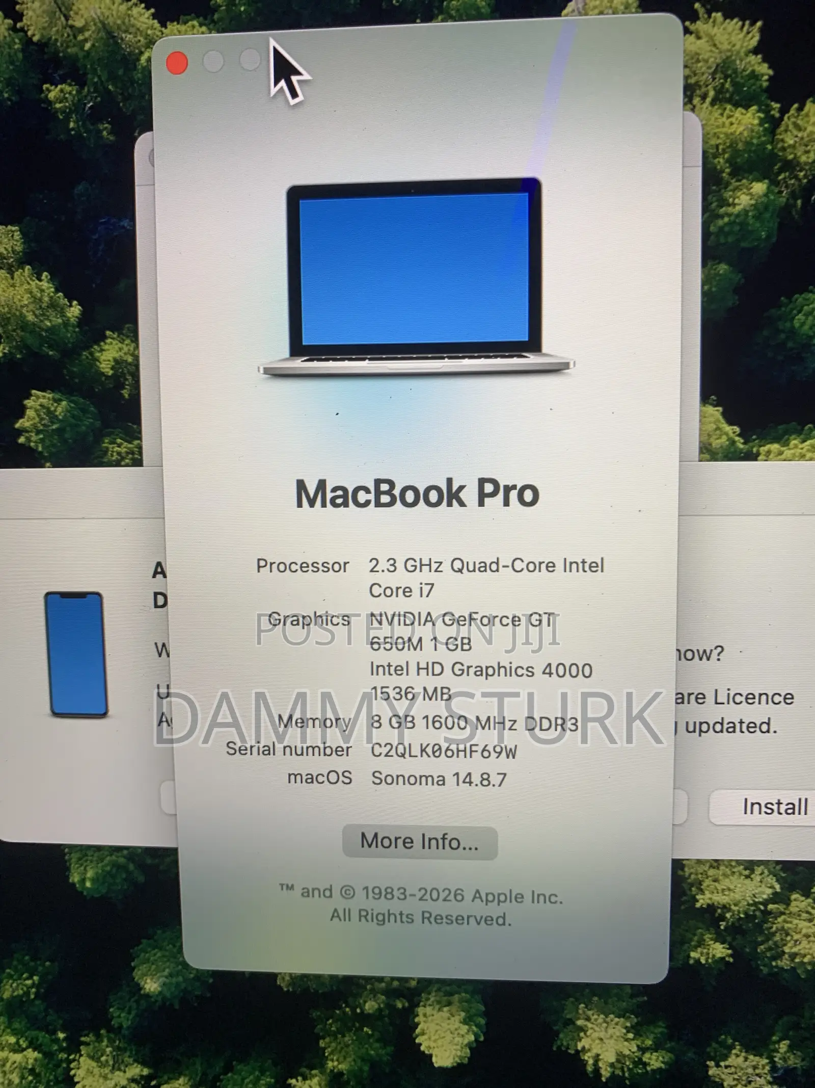 Laptop Apple MacBook Pro 8GB Intel Core i7 SSD 128GB