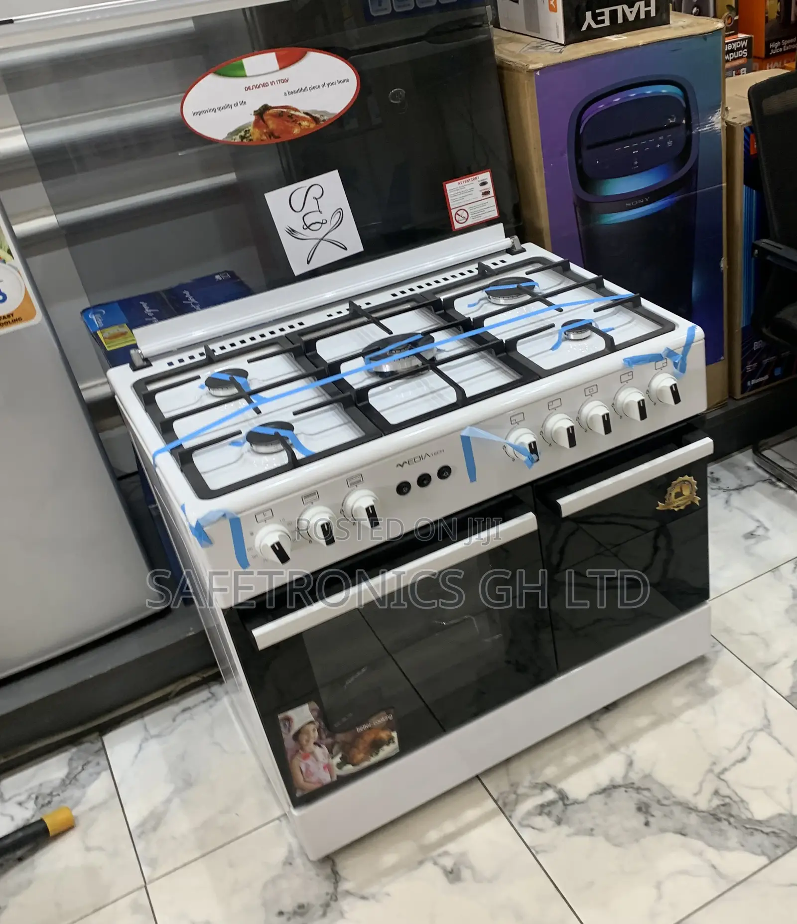 Buy Elegant White Mediatech 5-Burner Gas Cooker With Oven, Grill