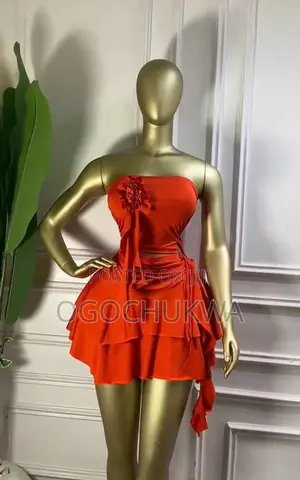 Red Strapless Ruffle Set