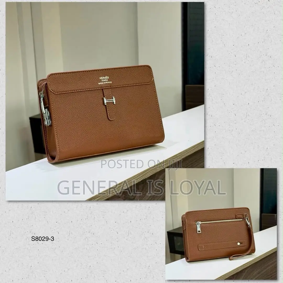 Hermes Brown Leather Men’s Lock Purse