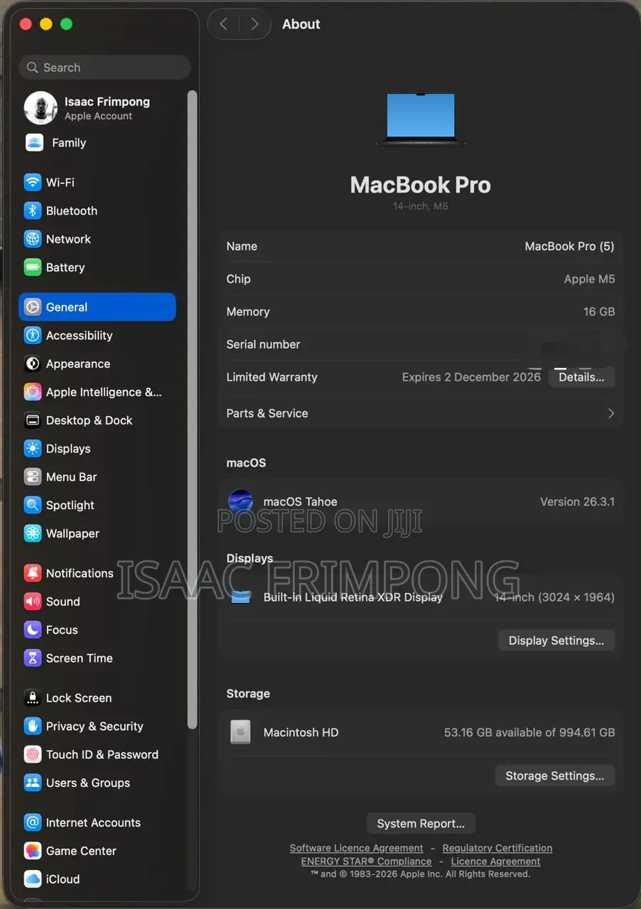 Laptop Apple MacBook Pro 2025 M5 16GB Apple M5 SSD 1T
