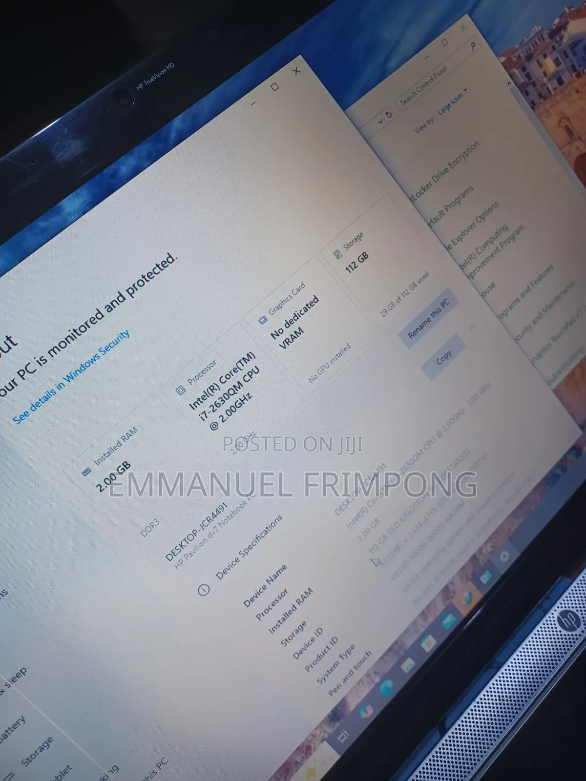 Laptop HP Pavilion Dv7 2GB Intel SSD 128GB