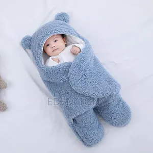 Fluffy Sherpa Hooded Teddy Bear Swaddle Wrap Blanket