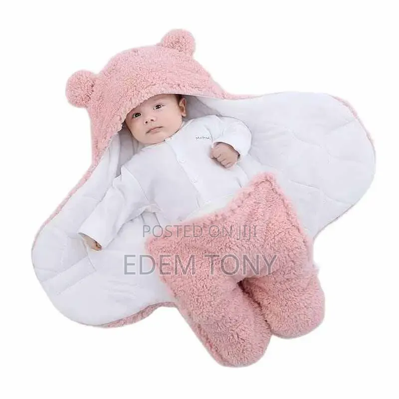 Fluffy Sherpa Hooded Teddy Bear Swaddle Wrap Blanket