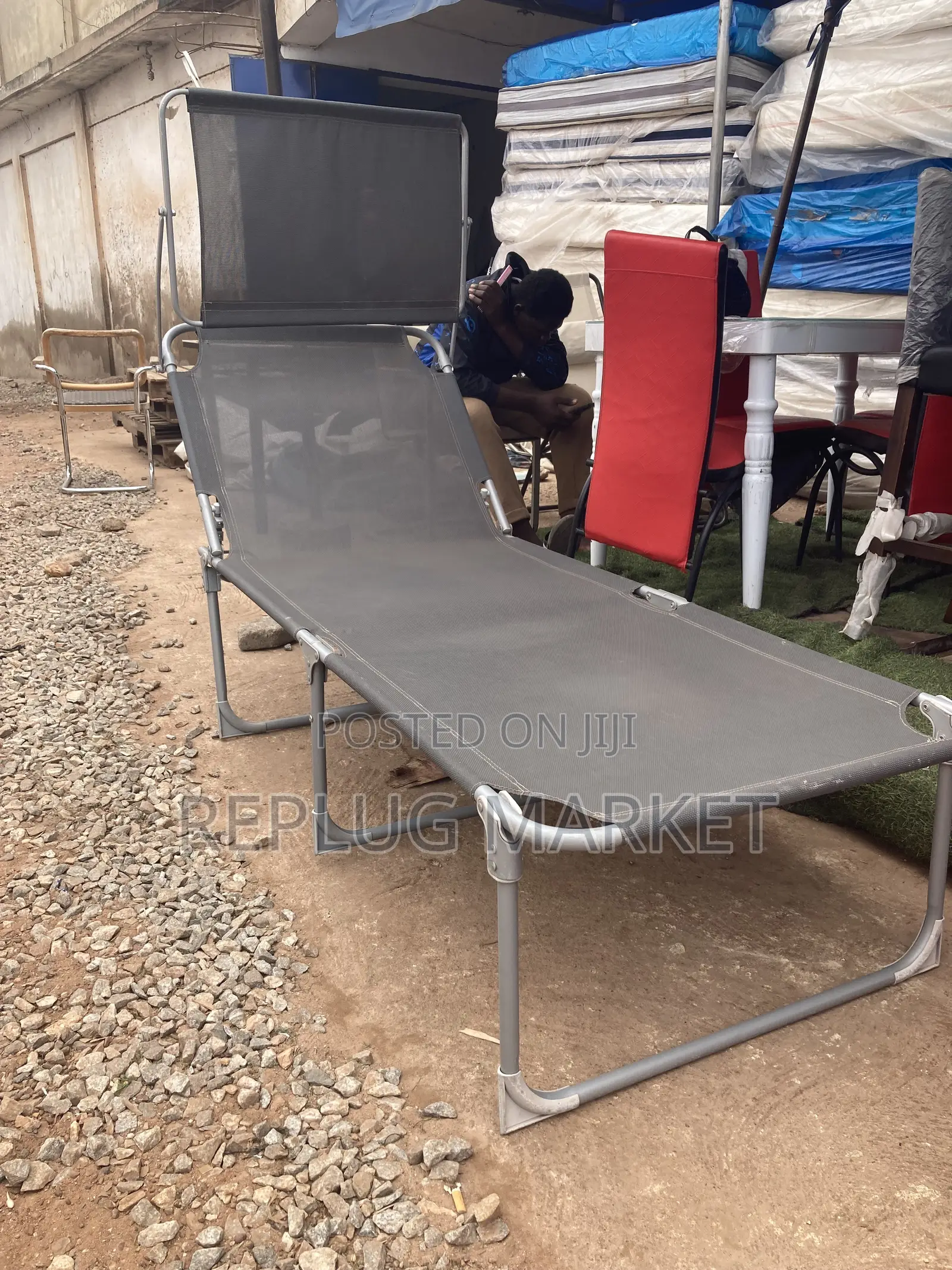 Grey Foldable Sun Lounger