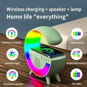 Bluetooth Speaker Wireless Phone Charger Led Light Lamp Fm Radio