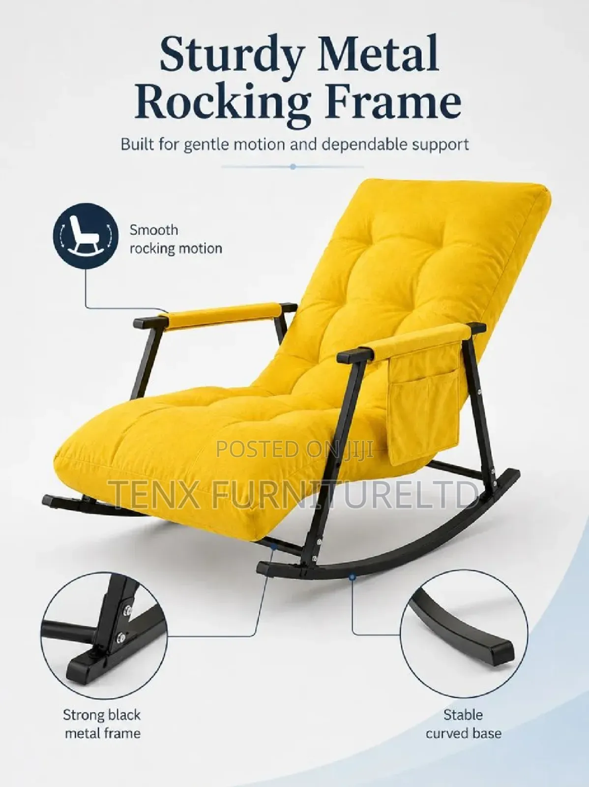 Padded Rocking Chair With Side Pocket -