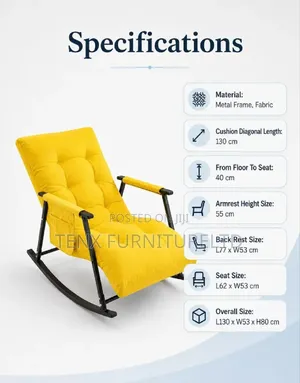 Padded Rocking Chair With Side Pocket -