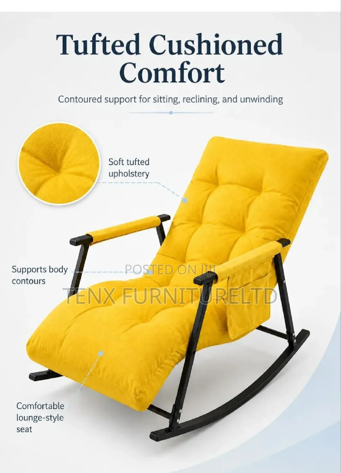Padded Rocking Chair With Side Pocket -