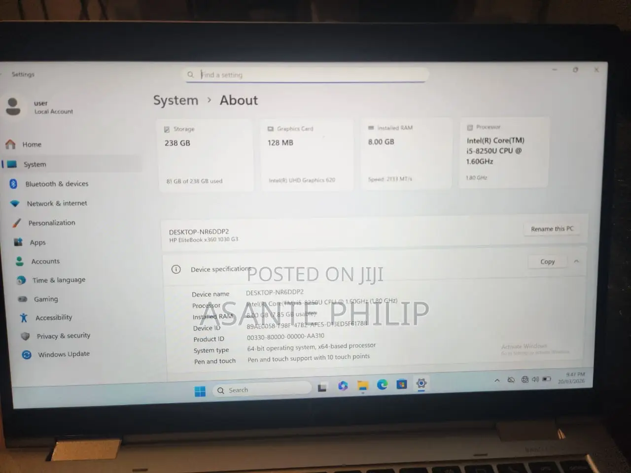 Laptop HP EliteBook 1030 8GB Intel Core i5 SSD 256GB