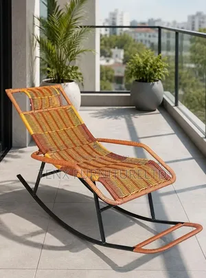 Rattan Style Rocking Chair With Footrest - Hand-Woven